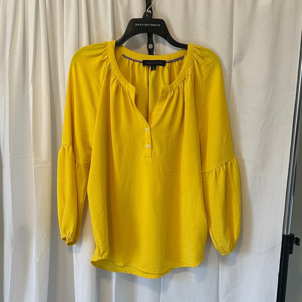 Tommy Hilfiger Yellow Peasant Blouse - Women's Long Sleeve Top